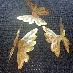 Mid-Century Vintage Brass‎ /Gold Butterfly Wall Art: Retro Metal Wall Decor